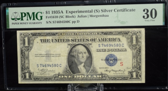 1935A $1 Silver Certificate Exp. S PMG 30 Very Fine