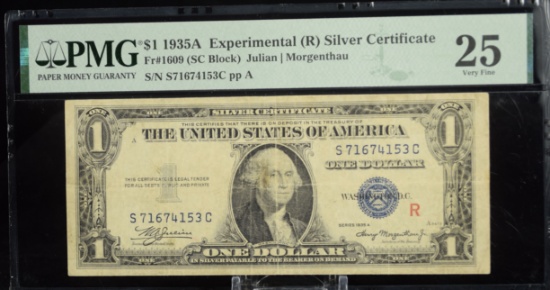 1935A $1 Silver Certificate Exp. R PMG 25 Very Fine