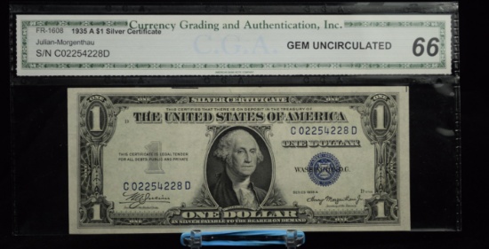 1935A $1 Silver Certificate CGA 66 GEM/UNC