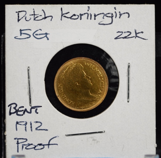1912 5G Dutch Koningin 22k Proof Bent