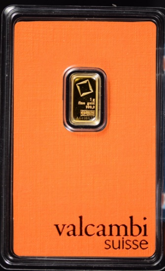 1 Gram of Gold Bar Valcambi Suisse