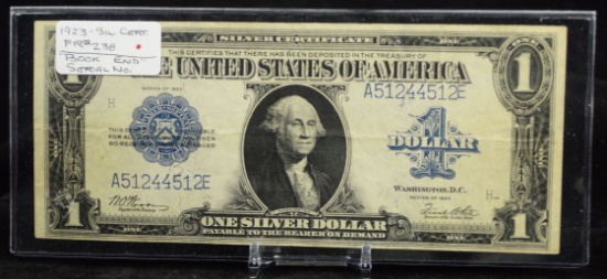1923 $1 Silver Certificate Blue Seal FR238 Book Ends