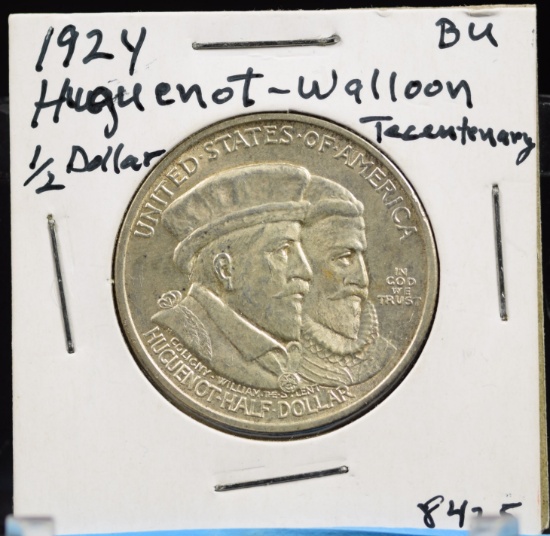 1924 Huguenot Walloon Commen Half Dollar BU