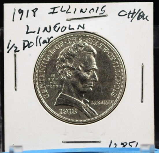1918 Illinois Lincoln Commen Half Dollar CH/BU