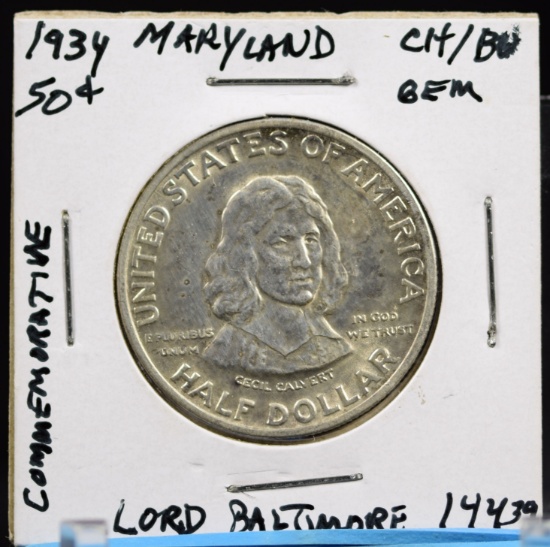 1934 Maryland Commen Half Dollar CH/BU GEM