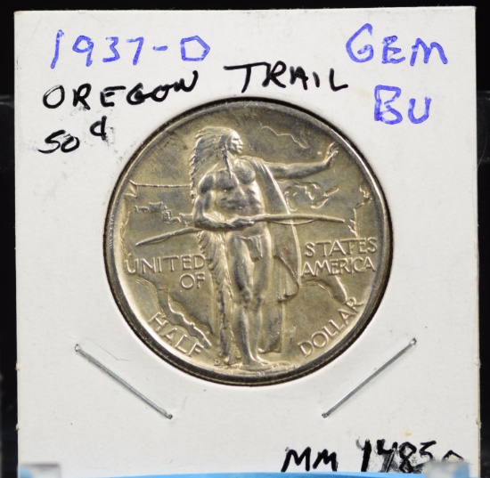 1937-D Oregon Trail Commen Half Dollar GEM BU