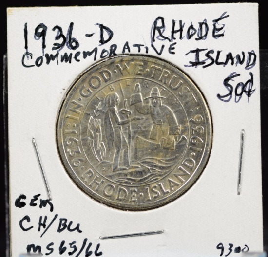1936-D Rhode Island Commen Half Dollar CH/BU