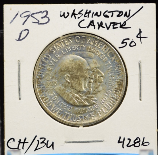 1953-D Wash-Carver Commen Half Dollar CH/BU