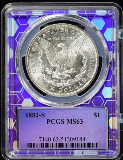 1882-S Morgan Dollar Purple Holder PCGS MS-63