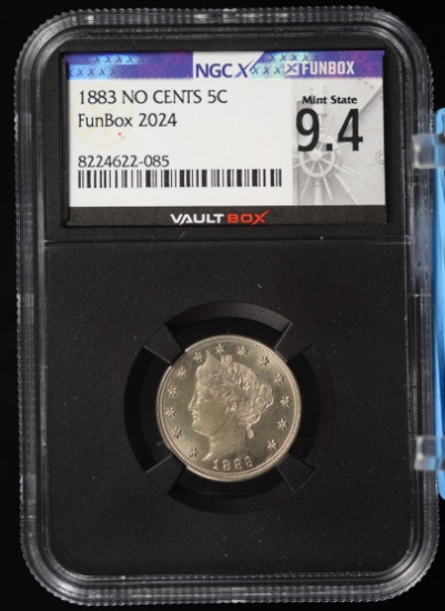1883 No Cents Nickel NGCX MS-9.4