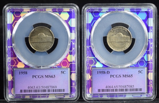 1958 & 58-D Jefferson Nickels PCGS MS-63/65