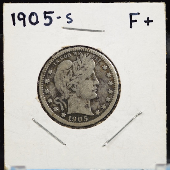1905-S Barber Quarter F Plus