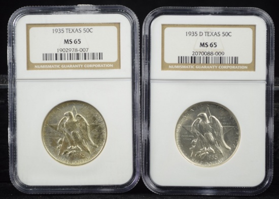 1935 & 35-D Texas Commen Half Dollars NGC MS-65