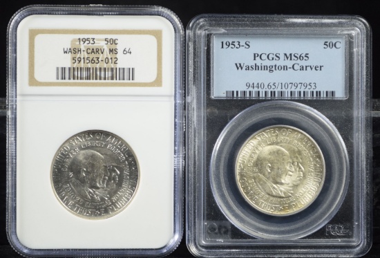 1953 & 53-S Wash-Carver Half Dollars NGC/PCGS MS64/65