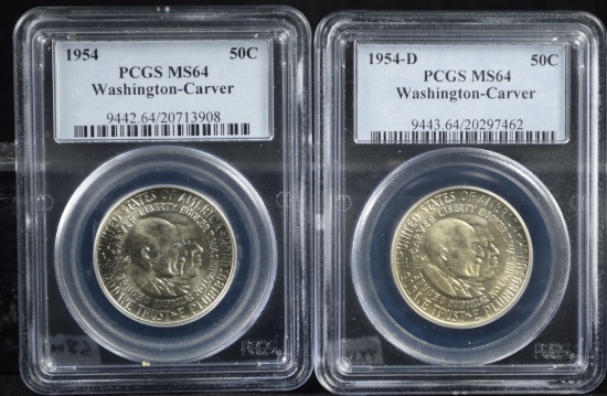 1954 & 54-D Wash-Carver Half Dollars PCGS MS-64