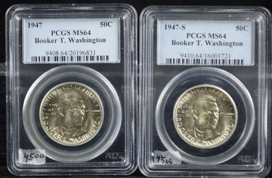 1947 & 47-S BTW Commen Half Dollars PCGS MS-64