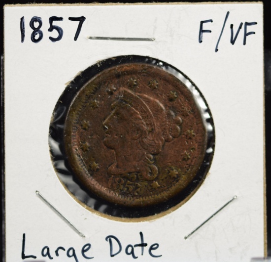 1857 Large Cent Large Date F/VF