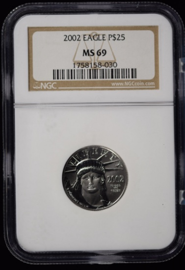 2002 $25 Platinum Eagle NGC MS-69 .25 oz