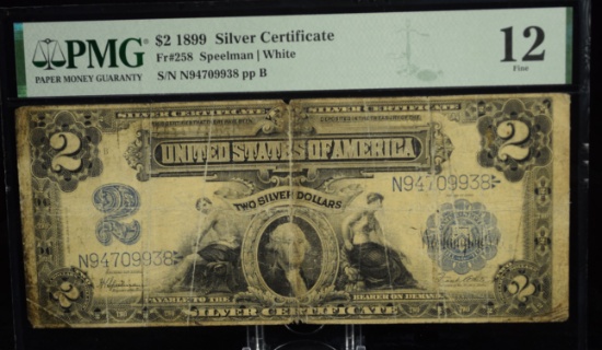 1899 $2 Silver Certificate Porthole PMG 12 Fine