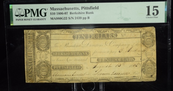 1806-07 $10 Massachusetts Pittsfield PMG 15