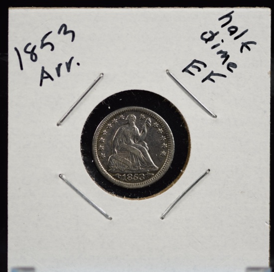 1853 Seated Half Dime w/Arrows EF