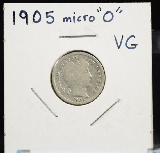 1905 micro O Barber Dime VG