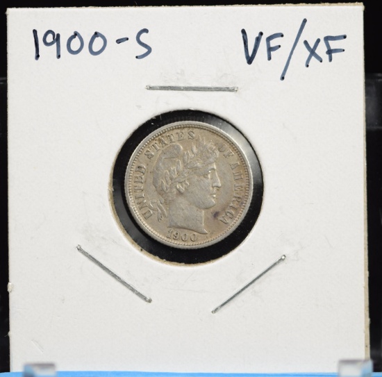 1900-S Barber Dime VF/XF