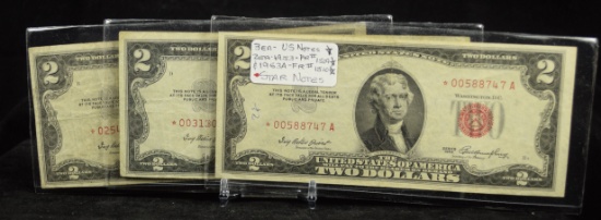1953 3 $2 Red Seal Star Notes