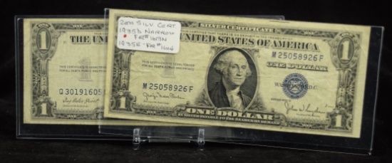 1935D & 35E Silver Cert Blue Seal Notes