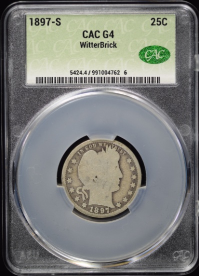 1897-S Barber Quarter CAC G4