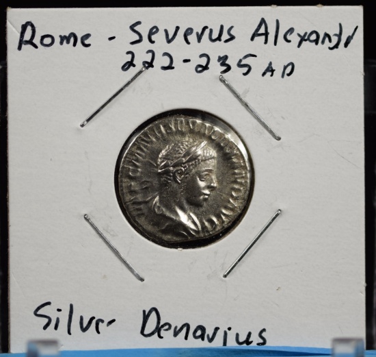 222-235 AD Silver Denarius Rome Severus Alex.