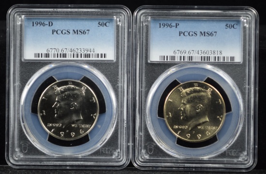 1996 P-D Kennedy Half Dollars PCGS MS-67