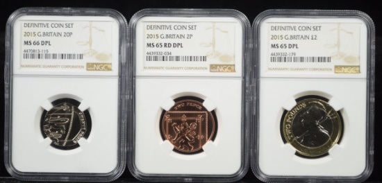 2015 Definitive 3 Coin Set NGC MS-65/66 DPL