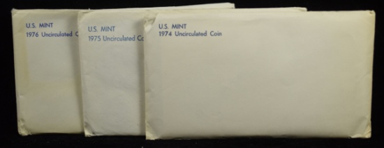 US Mint Sets 1974 75 76 w/Ike Dollar P/D