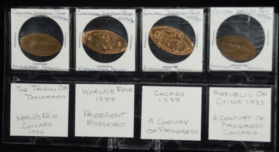 4 Chicago Worlds Fair Tokens 1933