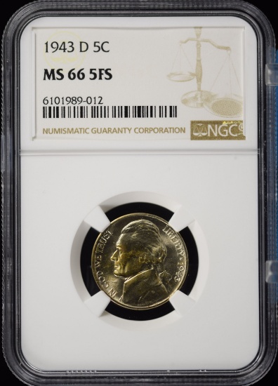1943-D Jefferson Nickel 5FS NGC MS-66