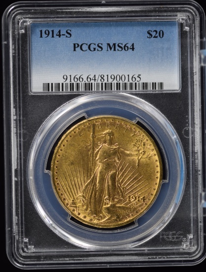 1914-S $20 St Gaudens Gold DD Eagle PCGS MS-64