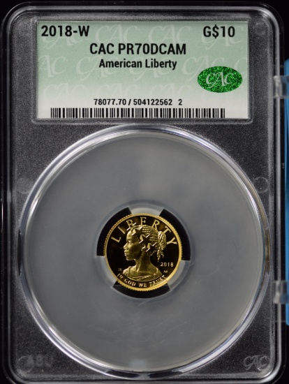 2018-W $10 Proof Gold America Liberty CAC PF-70 DCAM