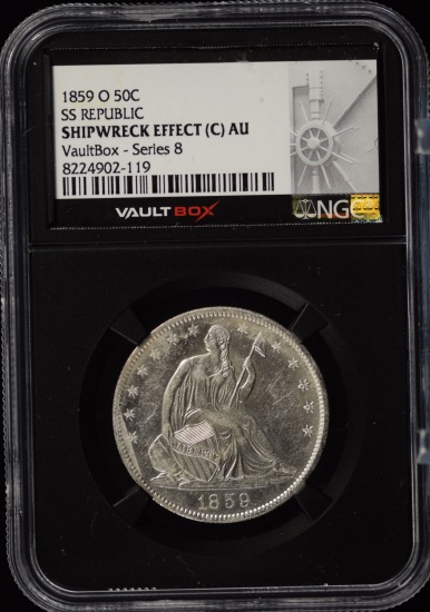 1859-O Shipwreck Seated Half Dollar NGCX AU