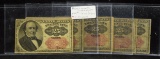 25 Cent Fractional Currencies Lot has 5 pieces