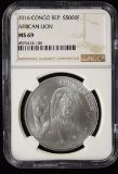 2016 Congo Rep S5000F African Lion NGC MS-69