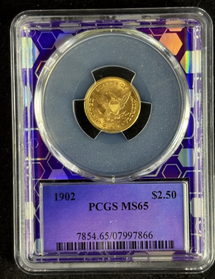 1902 $2.5 Gold Liberty PCGS MS-65 Purple Holder