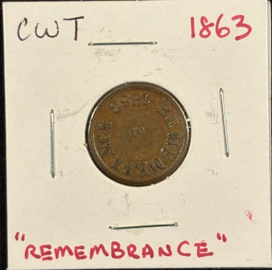 Civil War Token 1863 Remembrance