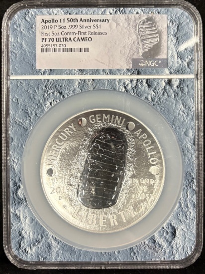 2019 Apollo 11 5oz Silver NGC PF-70 Ultra Cameo