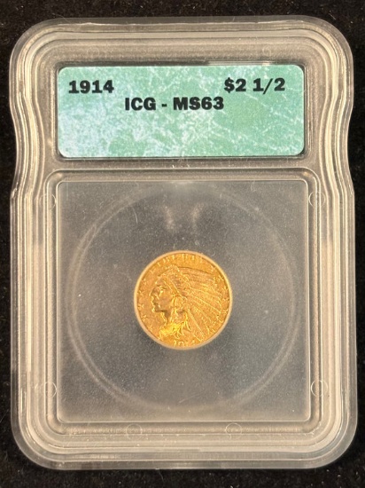 1914 $2.5 Gold Indian ICG MS-63 Rare High Grade