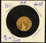 1911 $2.5 Gold Indian AU58