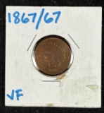 1867/67 Indian Head Cent VF