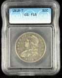 1818/7 Bust Half Dollar ICG F-15