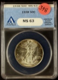 1938 Walking Half Dollar ANACS MS-63