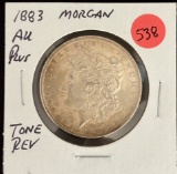 1883 Morgan Dollar Plus XF Tone Rev